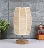 Poulsen Beige Bamboo Shade Table Lamp With Wood Base