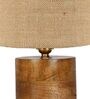 Beige Shade Table Lamp With Wood Base
