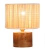 Beige Shade Table Lamp With Wood Base