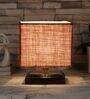Beige Shade Table Lamp With Wood Base