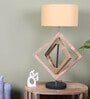 Beige Shade Table Lamp With Wood Base