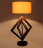 Beige Shade Table Lamp With Wood Base