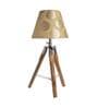 Humphry Beige Cotton Shade Night Lamp With Wood Base