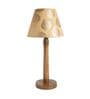 Fauci Beige Cotton Shade Night Lamp With Wood Base