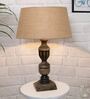Beige Shade Table Lamp With Wooden Base