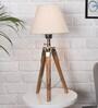 Beige Shade Table Lamp With Wooden Base