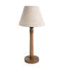 Flinchum Beige Cotton Shade Night Lamp With Wood Base