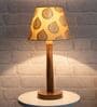 Fauci Beige Cotton Shade Night Lamp With Wood Base