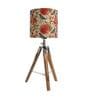Dynamic Beige Cotton Shade Night Lamp With Wood Base