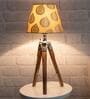 Humphry Beige Cotton Shade Night Lamp With Wood Base