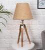 Beige Shade Table Lamp With Wooden Base