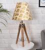 Beige Shade Table Lamp With Wooden Base