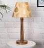 Fauci Beige Cotton Shade Night Lamp With Wood Base