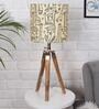 Beige Shade Table Lamp With Wooden Base
