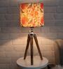 Dynamic Beige Cotton Shade Night Lamp With Wood Base