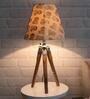 Beige Shade Table Lamp With Wooden Base
