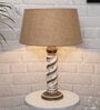 Beige Shade Table Lamp With Wooden Base
