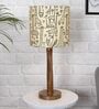 Beige Shade Table Lamp With Wooden Base