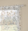 White  Polyester FLoral 7ft Sheer Eyelet 2 Pcs Door Curtains