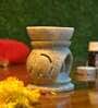 Beige Soapstone Elephant Oil Diffuser with Essential Oil