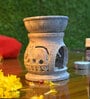Beige Soapstone Elephant Oil Diffuser with Essential Oil