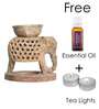 Beige Soapstone Elephant Oil Diffuser with Essential Oil