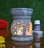 Beige Soapstone Floral Oil Diffuser with Essential Oil