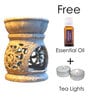 Beige Soapstone Floral Oil Diffuser with Essential Oil