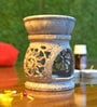 Beige Soapstone Floral Oil Diffuser with Essential Oil