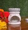 Beige Soapstone Jali Oil Diffuser with Essential Oil