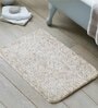 Beige Abstract Polyester 24x16 Inches AntiSkid Bath Mat
