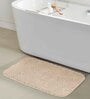 Beige Shaggy Polyester 28x20 Inches AntiSkid Bath Mat