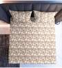 Beige Floral  TC Cotton Super King Bedsheet with 2 Pillow Covers