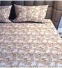 Beige Floral  TC Cotton Super King Bedsheet with 2 Pillow Covers