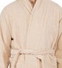 Beige Solid 100% Cotton Men Bathrobe With Slippers (XL)