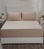 Beige Solid 144 TC 100% Cotton Double Bedsheet with 2 Pillow Covers