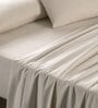 Beige Solid 144 TC 100% Cotton King Bedsheet with 2 Pillow Covers