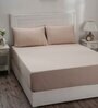 Beige Solid 144 TC 100% Cotton Single Bedsheet with 1 Pillow Cover