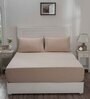 Beige Solid 144 TC 100% Cotton Single Bedsheet with 1 Pillow Cover