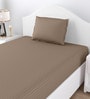 Beige Solid 150 TC Cotton Single Bed Sized Bedsheet With 1 Pillow Cover