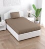 Beige Solid 150 TC Cotton Single Bed Sized Bedsheet With 1 Pillow Cover