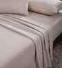 Beige Solid 300 TC Cotton King Size Bed Sheet with 2 Pillow Covers 24 Collection