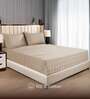 Beige Solid 300 TC Cotton King Sized Bedsheet with 2 Pillow Covers