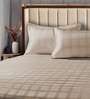 Beige Solid 300 TC Cotton King Sized Bedsheet with 2 Pillow Covers