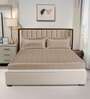 Beige Solid 300 TC Cotton King Sized Bedsheet with 2 Pillow Covers