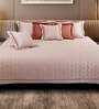 Beige Solid 300 TC Cotton Quilted Double Bed Cover with 2 Pillow Covers & 2 Cushion Covers with Filler Kairo Collection