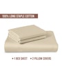 Beige Solid 400 TC Cotton King Sized Bedsheet with 2 Pillow Covers