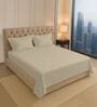 Beige Solid 400 TC Cotton King Sized Bedsheet with 2 Pillow Covers