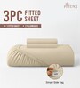 Beige Solid 400 TC Cotton King Sized Fitted sheet with 2 Pillow Covers