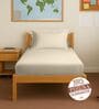 Beige Solid 400 TC Cotton Single Sized Fitted sheet with 1 Pillow Cover